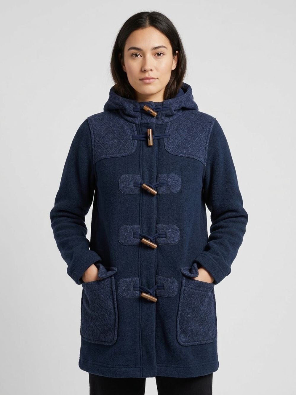Patagonia Women’s Blue Fleece Toggle Hooded Duffle Coat Jacket Size M
